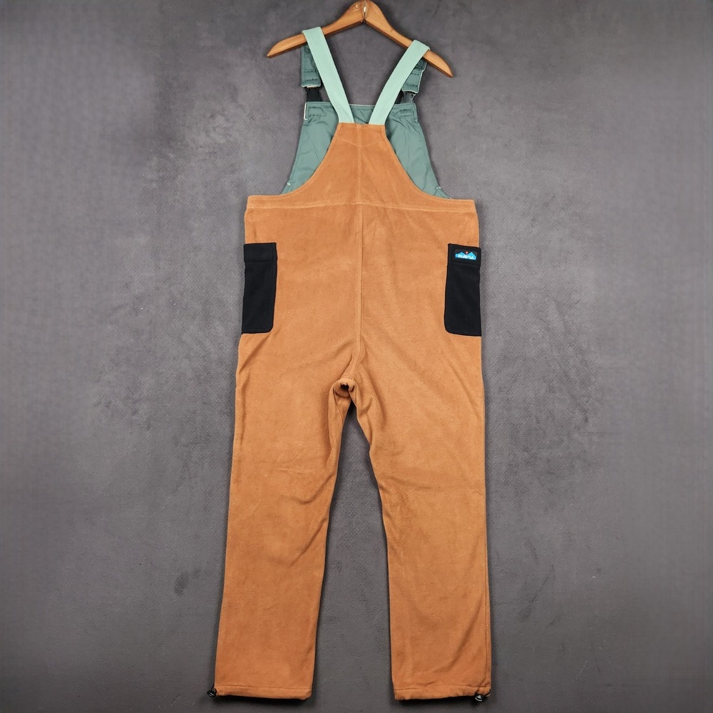 KAVU Pocatello Fleece Overalls Womens Large Brown Colorblock Outdoor Bibs - Picture 2 of 10